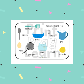 print play learn pancake word mat