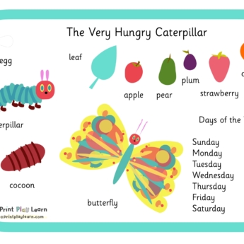 printplaylearn word mat the hungry caterpillar