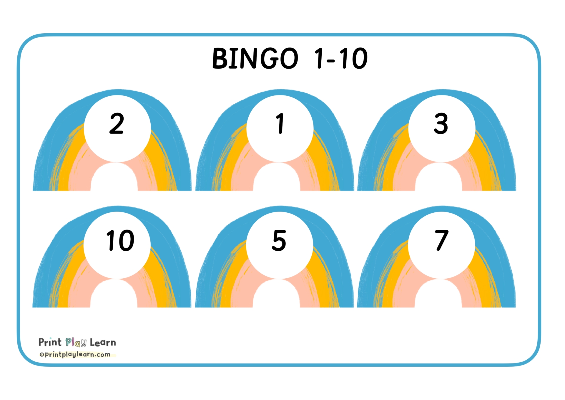 110 Bingo Cards Rainbow Design Printable Teaching Resources Print