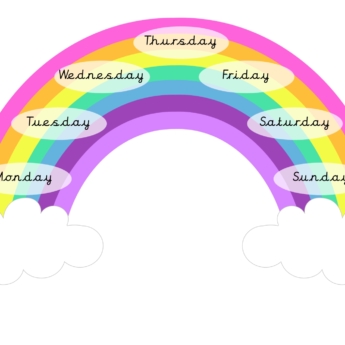 days of the week mat rainbow cursive printplaylearn teaching resource