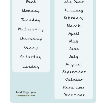 kids home learning prompts days of the week