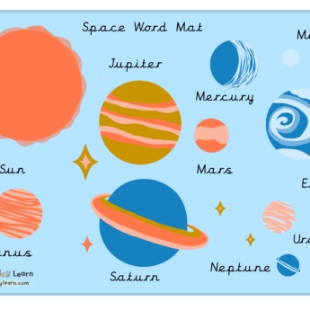 planet space word mat for kids