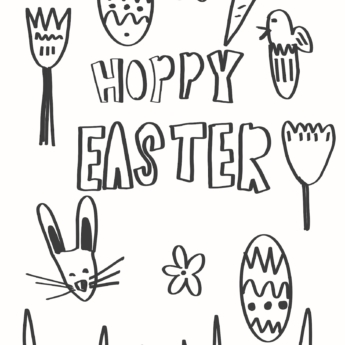 black drawing and writing print play learn hoppy easter with little drawings