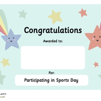 sports certificate print play learn