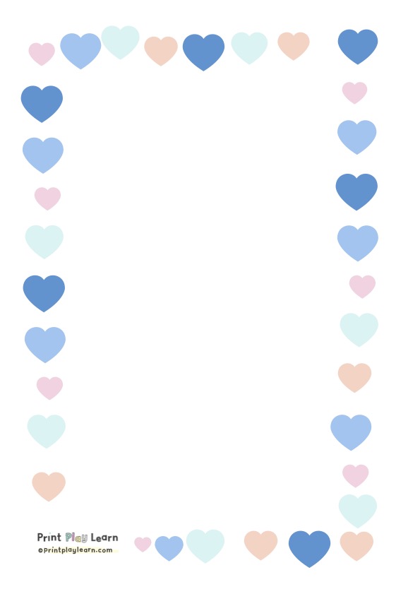 pastel different sized hearts for heart writing paper for children