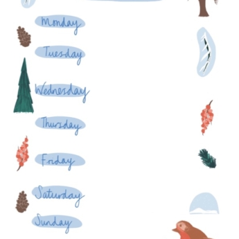 Winter Weekly Rhythm Timetable images and days of the week