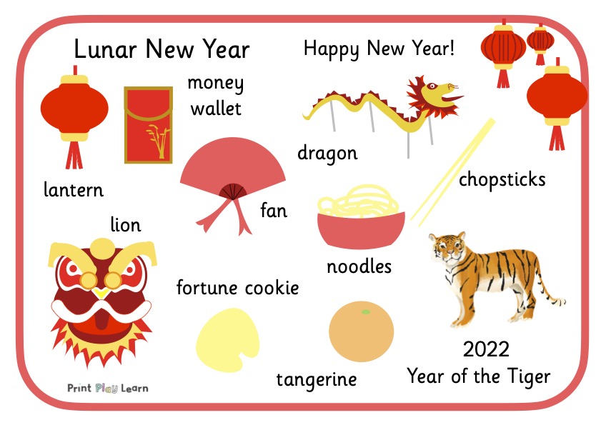 luna new year 2022 year of the tiger illustrations in red