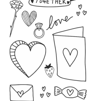 black colouring valentine sheet Print Play Learn