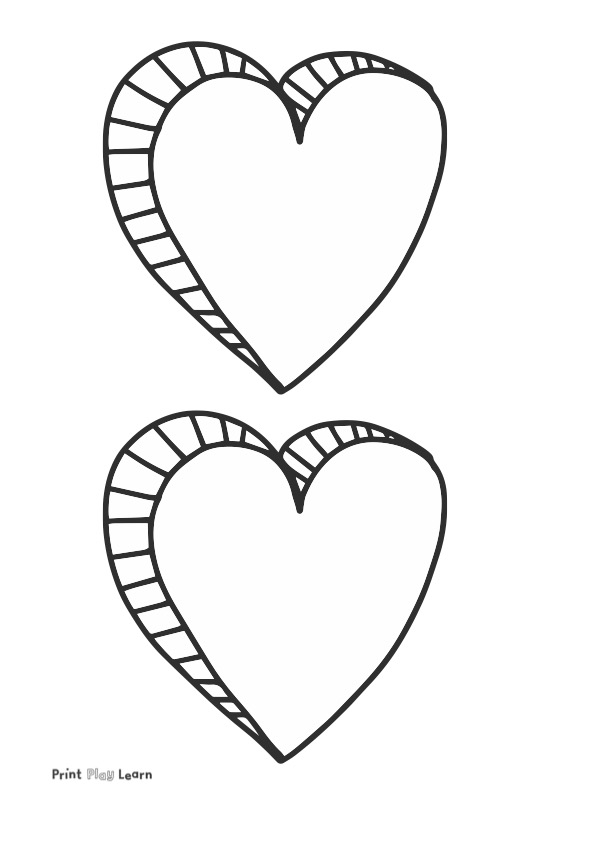 two hearts drawn print play learn
