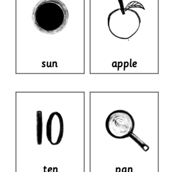 apple sun 10 pan image word underneath phonics flaschards to play games