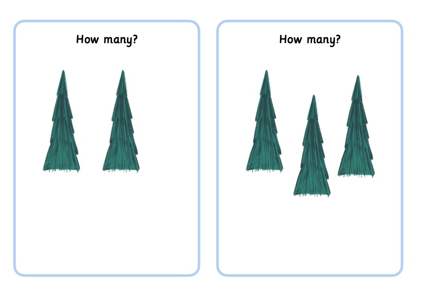 1-6 subitising winter counting for kids 2 and 3 winter trees