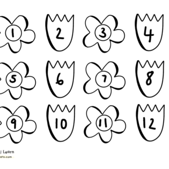 handdrawn flowers with numbers tulip and flower shape