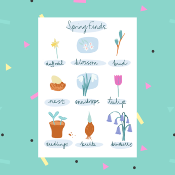 Children spring poster print play learn