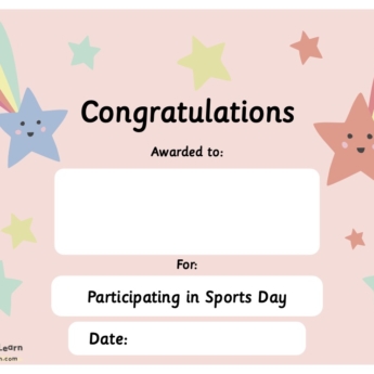 certificates for children congratulations on participating in sports day