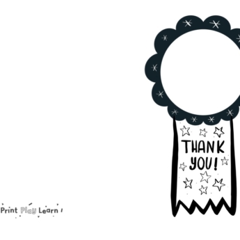 thank you medal print play learn teacher card