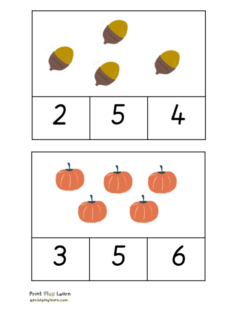 acorns pumpkins print play learn