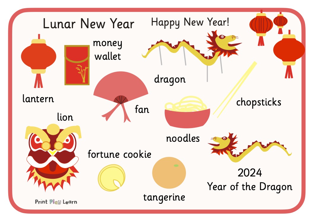 Luna New Year Word Mat (tinted) - Printable Teaching Resources - Print ...