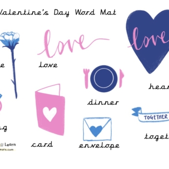 cursive valentine word mat print play learn