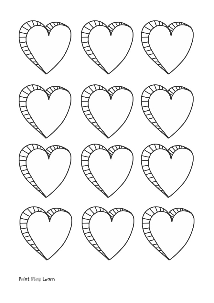 12 small heart templates print play learn