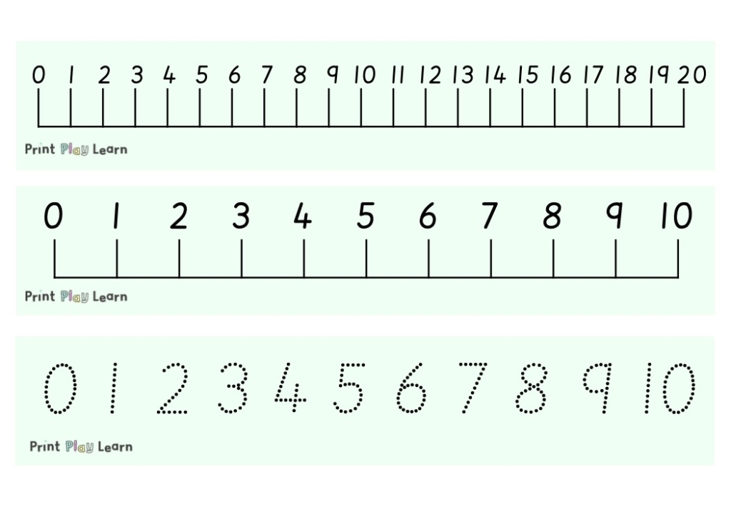 green number lines 0-10 0-20