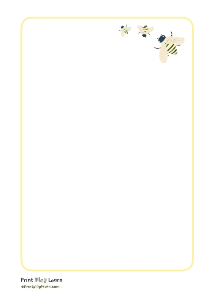 yellow border with honey bees print play learn