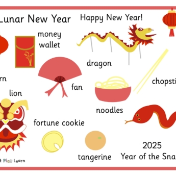 lunar new year word mat for children 2025 year of the snake